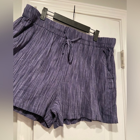 NWOT Time & Tru Size XL Blue Linen Blend Comfy Pull On Drawstring Shorts Pockets - Picture 6 of 12